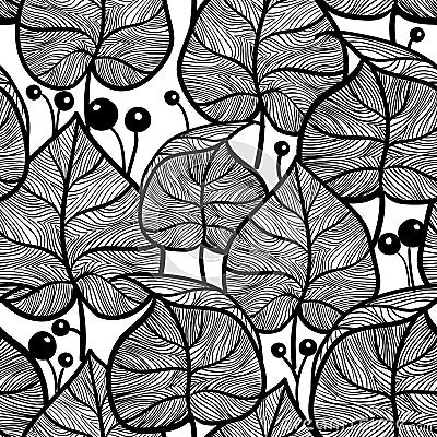 Leaves pattern. Seamless leaf pattern. Stock Photo