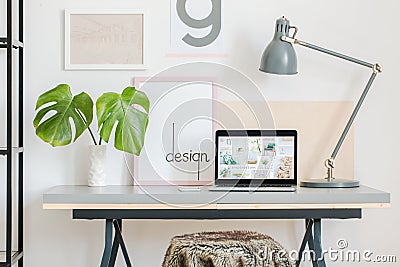 Home office with simple posters Stock Photo