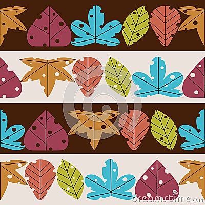 Leaves retro styled seamless pattern Vector Illustration