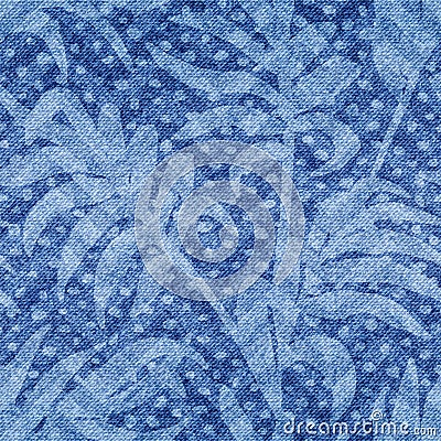 Leaves seamless pattern. Leaf background. Repeated tropical texture. Denim checked printed. Repeating blue marks pattern. Fade eff Vector Illustration