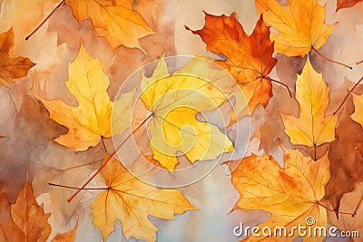 Leaves seasons orange yellow background autumn Stock Photo