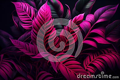 leaves of Spathiphyllum cannifolium, abstract purple texture, nature background, tropical leaf Cartoon Illustration