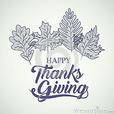 Leaves of Thanks given design Vector Illustration