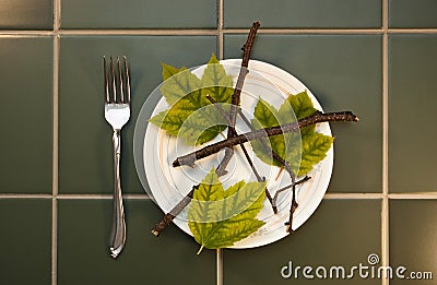 Leaves Twigs High Fiber Diet Food, Lose Weight Stock Photo