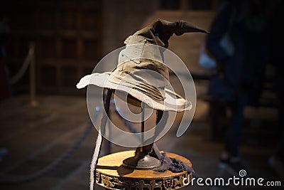 Hogwarts School of Witchcraft and Wizardry, model against of black background Editorial Stock Photo
