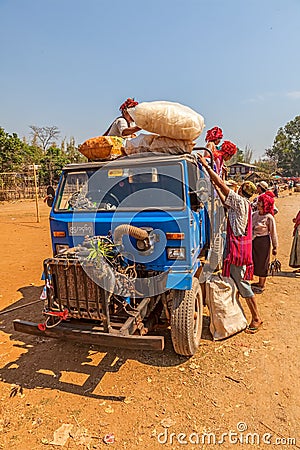 Leaving market at Indein Editorial Stock Photo