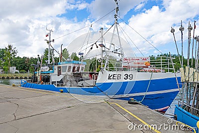 Leba, Poland - 03.08. 2023 - fishing port in the Polish city of Leba Editorial Stock Photo
