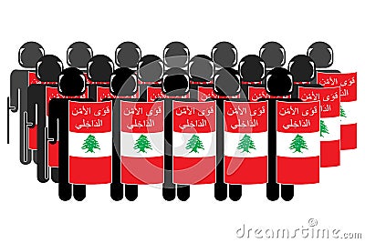 Lebanese Anti Riot Police Cartoon Illustration