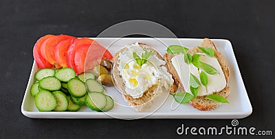 Lebanese Breakfast of Cheese and Labneh Stock Photo