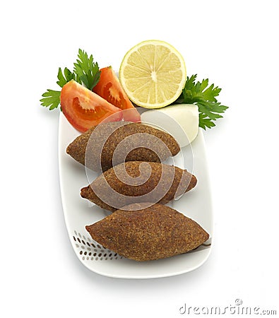 Lebanese Food of fried Kibe Stock Photo