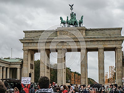 Lebanese people protest in berlin,brandeburg gate square, social politic issues Editorial Stock Photo
