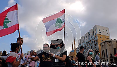 Lebanese People Revolt Again, August 2020 Editorial Stock Photo