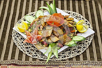 Lebanese salad `Fattoush` Stock Photo