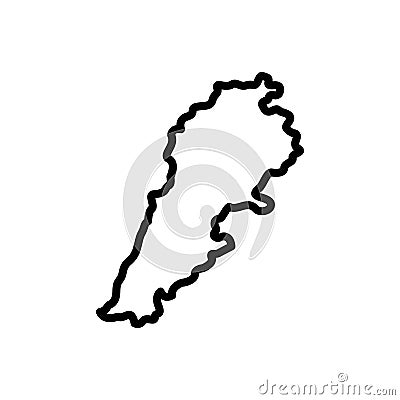 Black line icon for Lebanon, beirut and region Vector Illustration