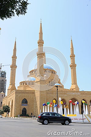 Lebanon: The Mohammad al Amin Mosque in the center of Beirut-City Editorial Stock Photo