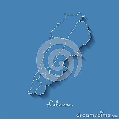 Lebanon region map: blue with white outline and. Vector Illustration