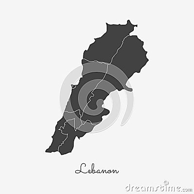 Lebanon region map: grey outline on white. Vector Illustration