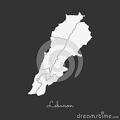 Lebanon region map: white outline on grey. Vector Illustration