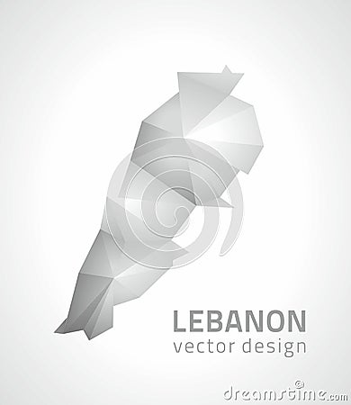 Lebanon vector polygonal grey and silver triangle map Vector Illustration