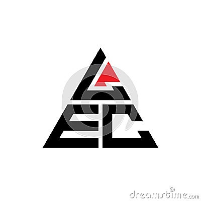 LEC triangle letter logo design with triangle shape. LEC triangle logo design monogram. LEC triangle vector logo template with red Vector Illustration