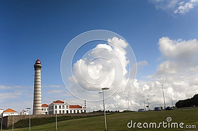 Leca da Palmeira lighthouse view from the sidewalk. Editorial Stock Photo