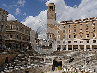 Lecce - Roman amphitheater Editorial Stock Photo