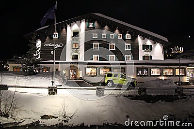 Hotel Arlberg at winter in Lech, Austria Editorial Stock Photo