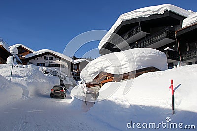 Lech, Austria - 01 16 2019: View of Lech am Arlberg in Winter at the Austrian Alps Mountains Editorial Stock Photo