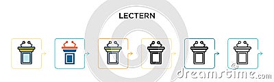 Lectern vector icon in 6 different modern styles. Black, two colored lectern icons designed in filled, outline, line and stroke Vector Illustration