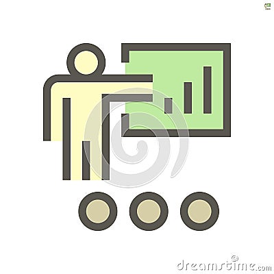 Lecturer explain with attendees vector icon Vector Illustration