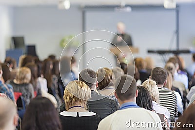 Lecturer Speaking In front of the Large Group of People Editorial Stock Photo