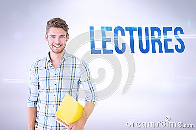 Lectures against grey background Stock Photo