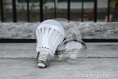 LED bulb and Incandescent bulbs Stock Photo