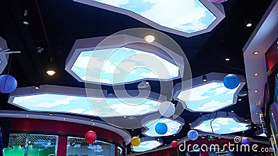 Led ceiling light used in shopping mall Stock Photo