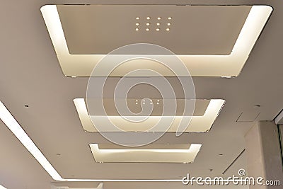 Led ceiling of Modern plaza hall ï¼Œmodern office building , modern business building hall, inside commercial building Stock Photo