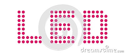 LED Dotted Icon Font - Pink Vector Illustration - Isolated On White Background Vector Illustration