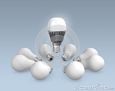 LED and filaments light bulbs Stock Photo