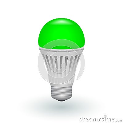 LED green economical light bulb on a white background. Save energy lamp. Vector Illustration