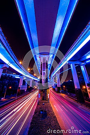 LED illuminated, futuristic Street in Shanghai Stock Photo