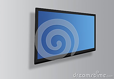 Led or Lcd tv screen hanging on the wall Stock Photo