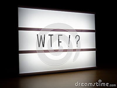 LED light box wtf message board Stock Photo