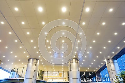 Led light on modern commercial building ceiling Stock Photo