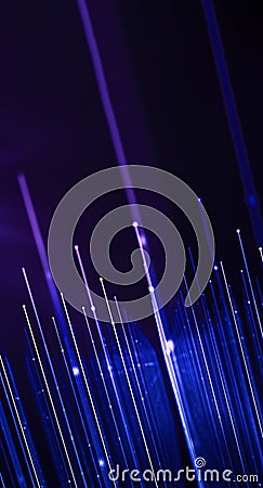 LED lights connected by dots, fast concept data communication connection by fibers. Metaverse connection uploading information Stock Photo