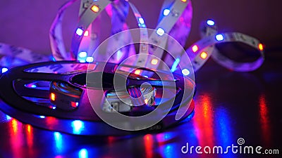 Led stripe light on black background Stock Photo