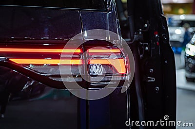 LED taillights and car design closeup of nev Volksvagen ID. Buzz electric minivan, model 2023 Editorial Stock Photo