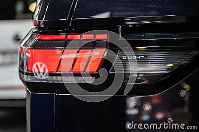 LED taillights and car design closeup of nev Volksvagen ID. Buzz electric minivan, model 2023 Editorial Stock Photo