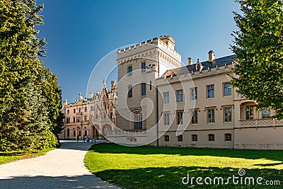 Lednice Chateau with beautiful gardens Editorial Stock Photo