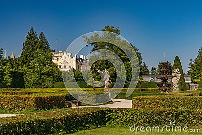 Lednice Chateau with beautiful gardens Editorial Stock Photo