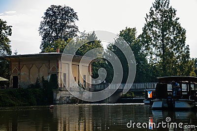 Lednice, Southern Moravia, Czech Republic, 04 July 2021: chateau with beautiful gardens, parks at sunny summer day, Moorish Editorial Stock Photo