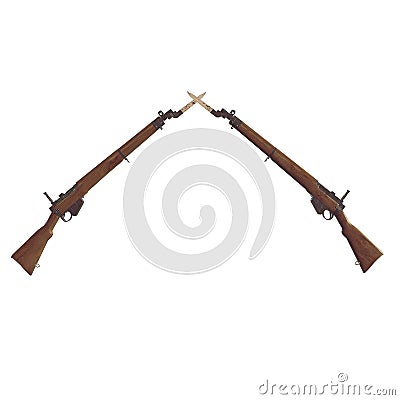 Lee enfield rifles part old 3D illustration Cartoon Illustration